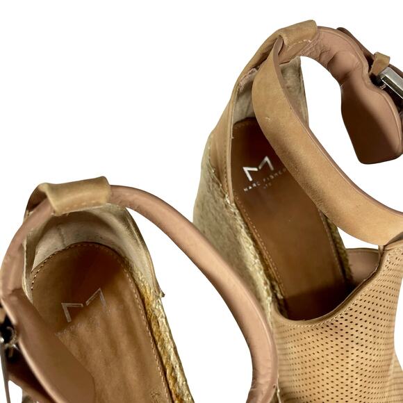 Marc Fisher LTD Annie Espadrille Perforated Leather Platform Wedges - Size 10 - Picture 6 of 10